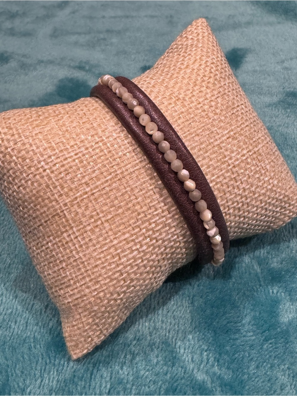 CHAN LUU  Brown Leather Beaded Bracelet